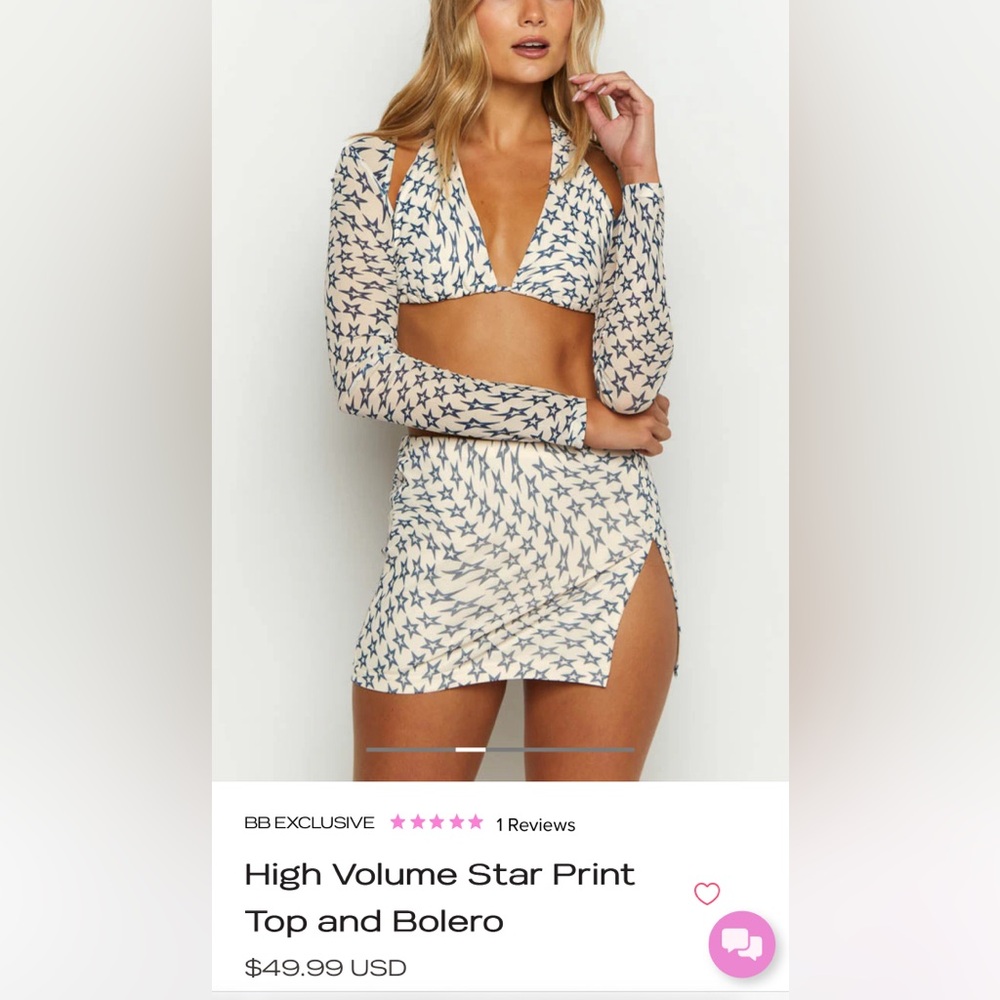BEGINNING BOUTIQUE: High Volume Star Print
Top and Bolero + skirt.Size Us 2/Ua 6